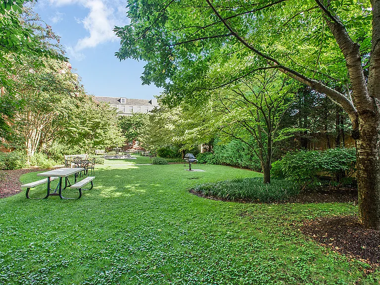 Courtyard with grilling area and seating
