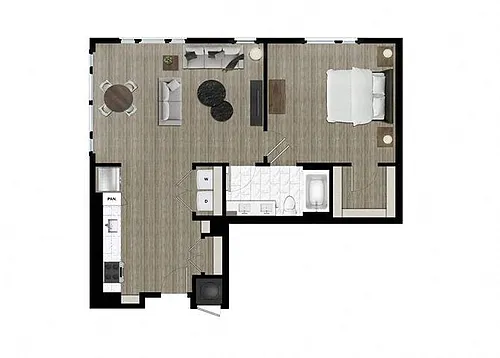 Floor plan One Bedroom (1D)