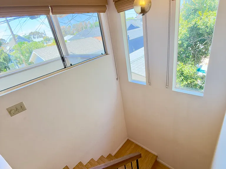 staircase and vintage pendant light