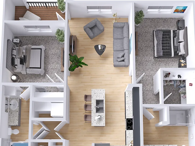 Two Bedroom, Two Bathroom Apartment