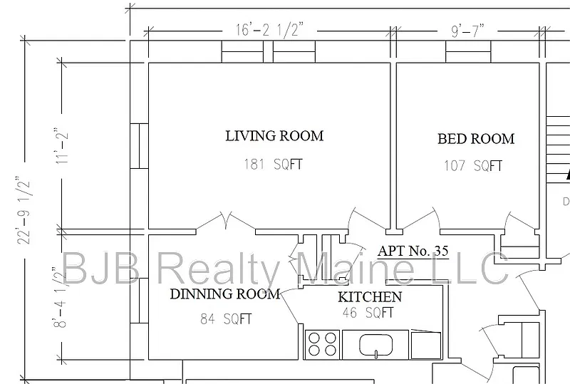 Floor plan 1 Bed 1 Bath