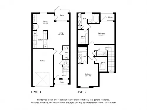 Floor plan Two Bedroom Townhome - B6