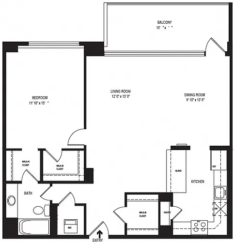 Floor plan 1 Bedroom 1 Bath 969 SF 11lr