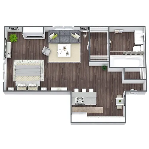 Floor plan S1: 0 Bed 1 Bath