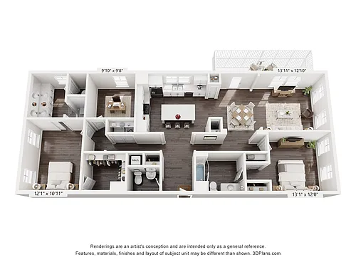 Floor plan The Arches - 2C - 2x2.5 with flex space