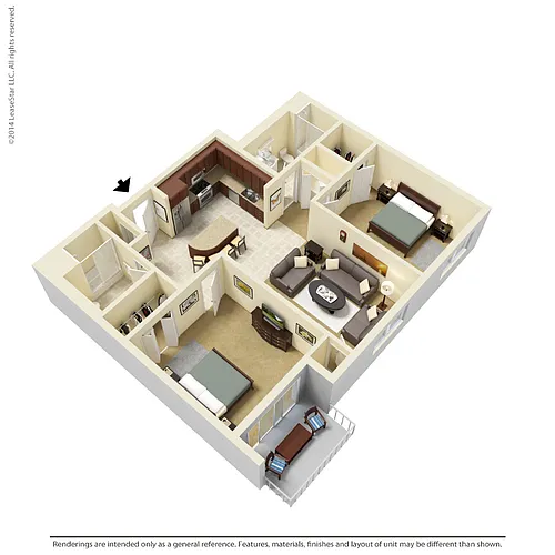 Floor plan 2 Bedroom - B1