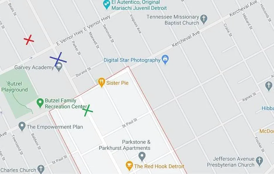 Red X: Apartment *
Red Box: West Village *
Blue X: Bus Lines to Downtown *
Green X: Bus Lines to Midtown