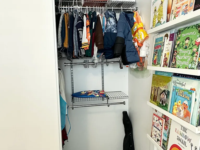 Closet - right side. Closet system can be modified.