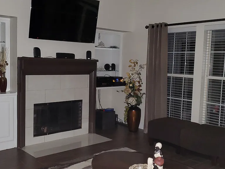 Front living area with fireplace