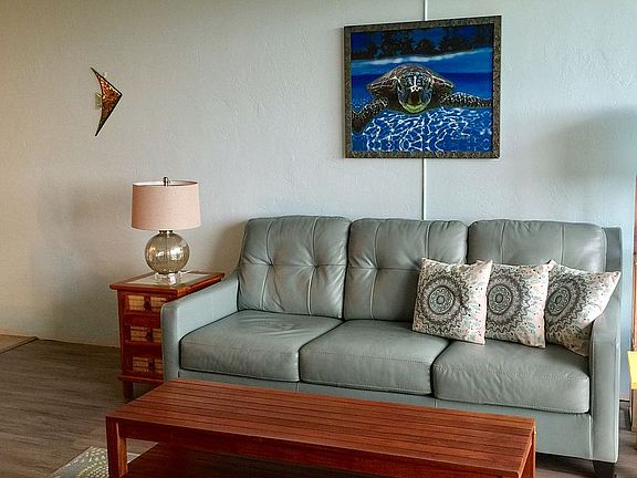 Leather sofa w queen bed