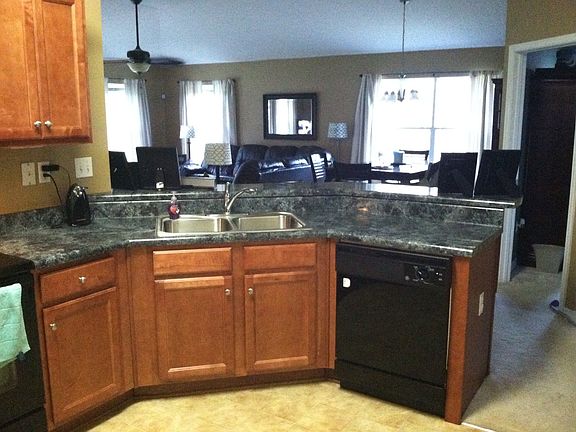 Kitchen over looks living 