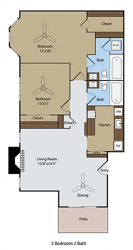 Floor plan 2 BR 2 BA