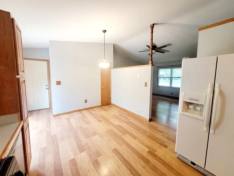 Kitchen to dining area and living room