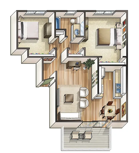 Floor plan 2x1b - Harbor