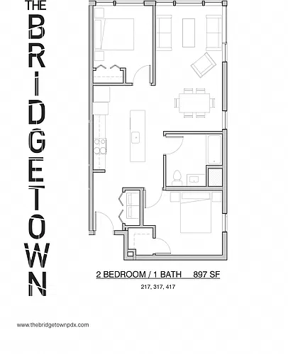 Floor plan Two Bed One Bath D