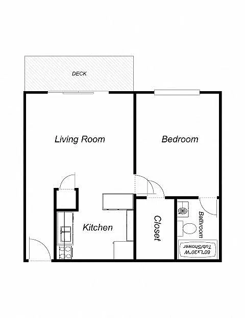 Floor plan 1 Bedroom 1 Bathroom (572)