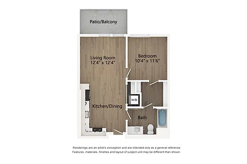 Floor plan Plan K - 1 Bedroom, 1 Bath