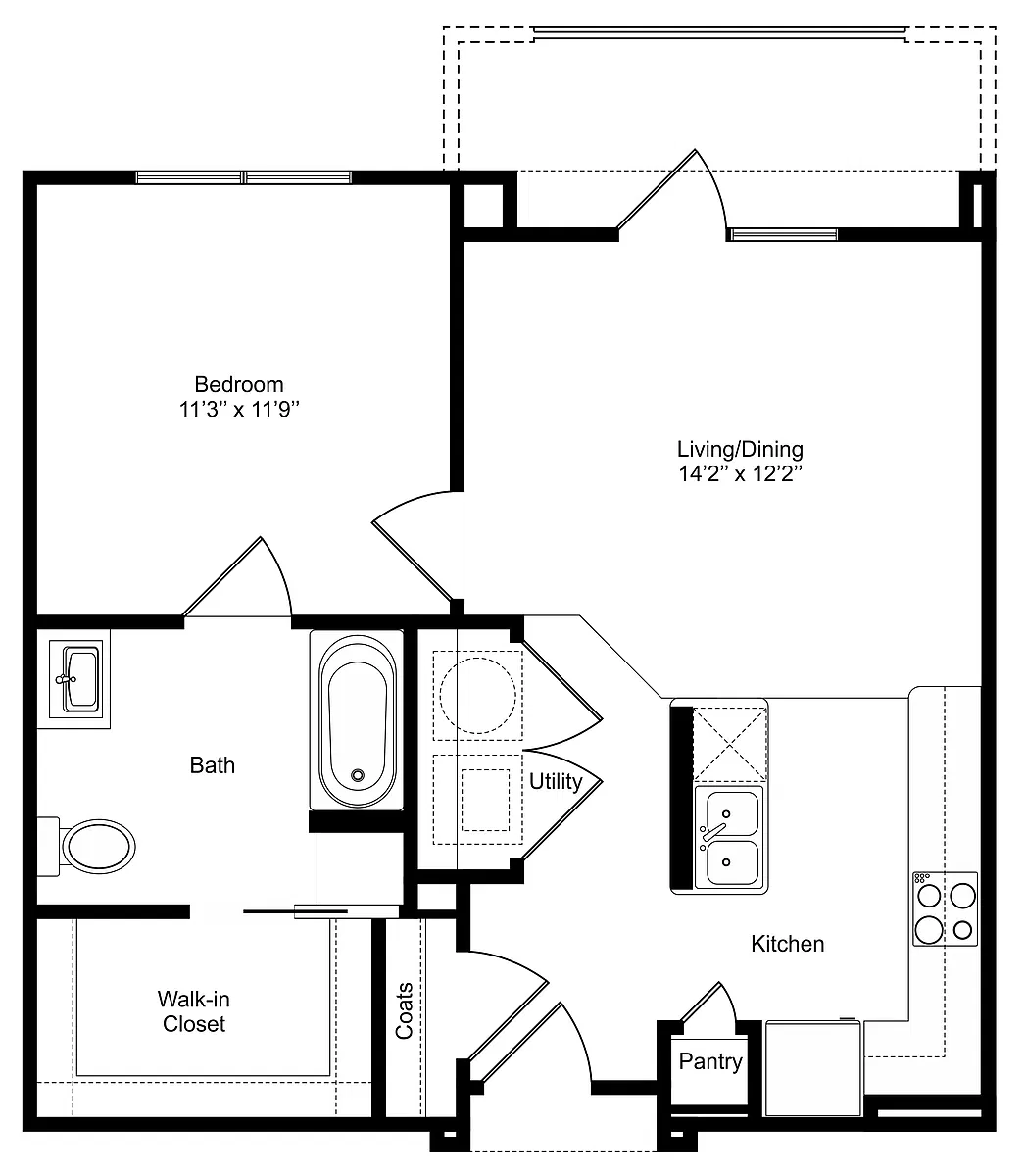 Floor plan One Bedroom/One Bath - HC