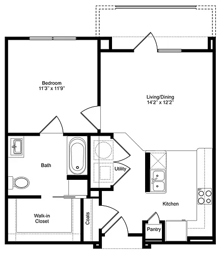 Floor plan One Bedroom/One Bath - HC