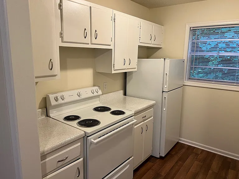 Kitchen with white appliances