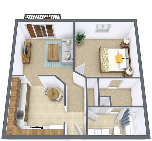 Floor plan One Bedroom 11B