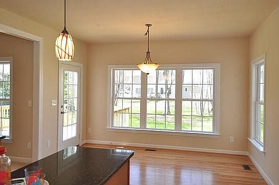 This breakfast nook lets in lots of sunlight