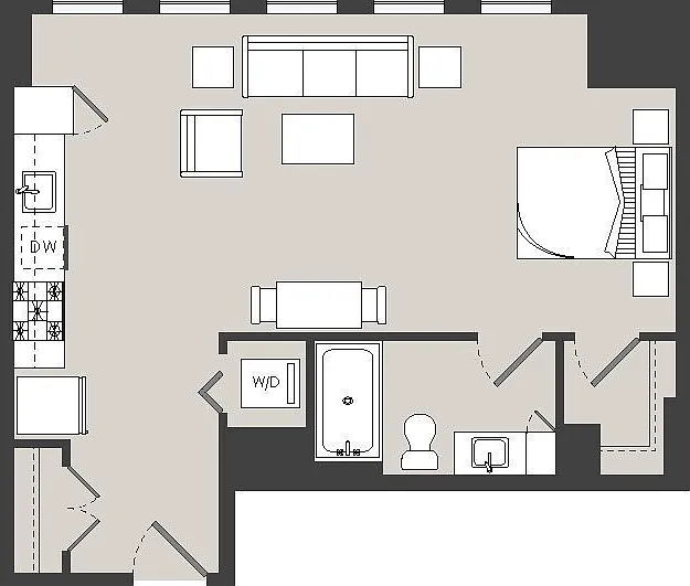 The Ludlow - J1-1 - 1 Beds - 1 Baths - 586 Sq. ft.