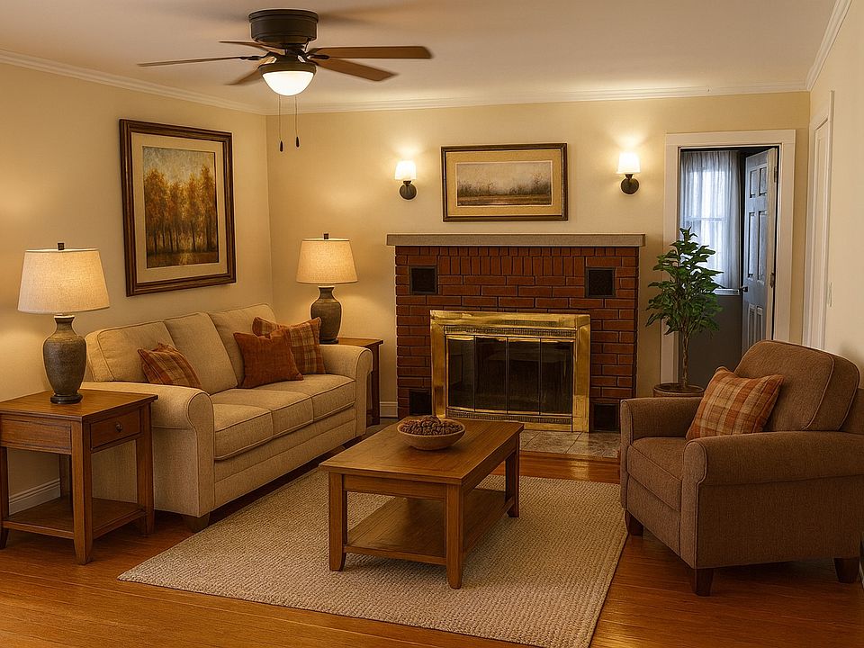 Living room with fireplace