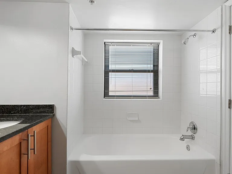 Your spacious new bathroom features tile flooring
