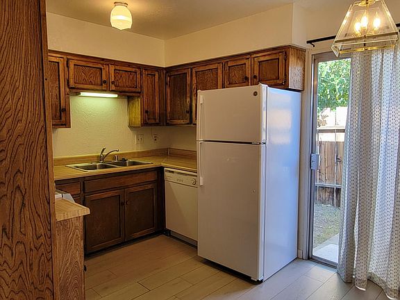 Kitchen with sliding glass door to patio