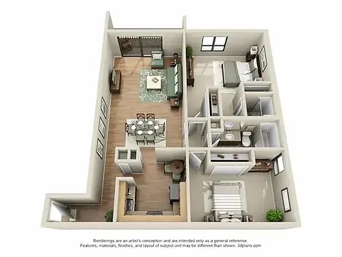Floor plan 2 Bed 2 Bath A