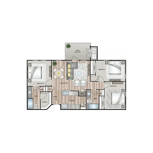 Floor plan C1 - Three Bedrooms Two Bathrooms