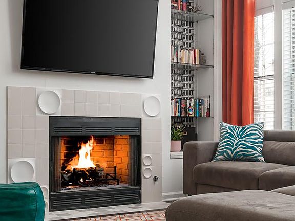 Living room with large windows