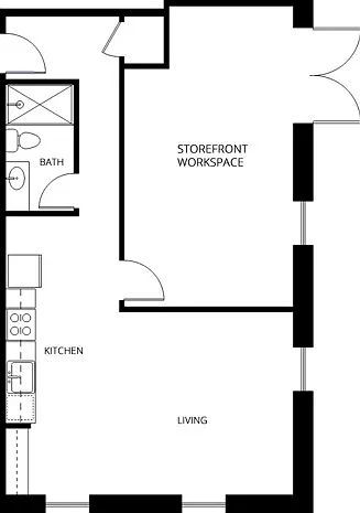Live-Work 
Studio | 1 Bath | 614-818 SQ FT Live-Work 
Studio | 1 Bath | 614-818 SQ FT