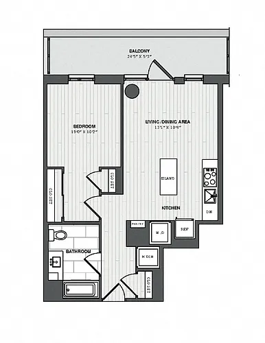 Floor plan 1 Bed/1 Bath-1B-B ANSI A_880 P