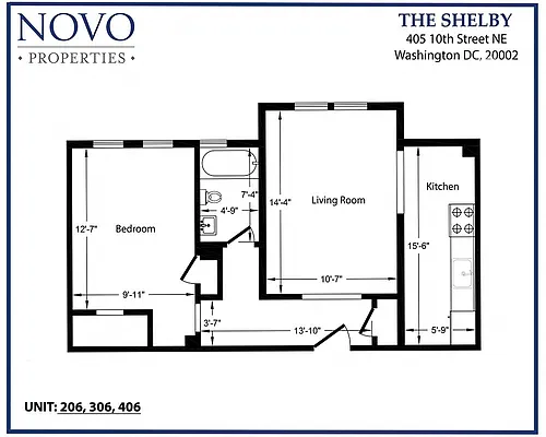 Floor plan Standard 1Bedroom/1Bath
