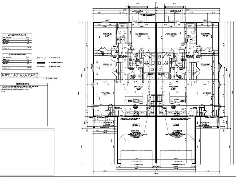 Construction Floor Plan 1536 Square Feet for Each Unit