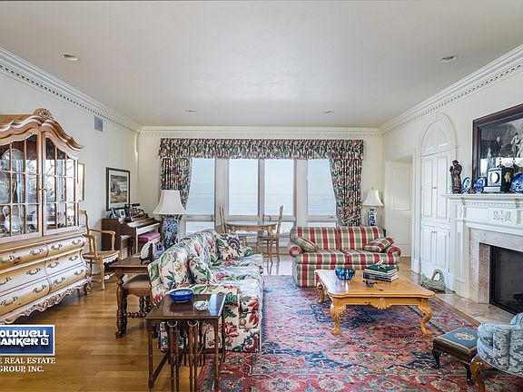 Large great room with waterfront views.