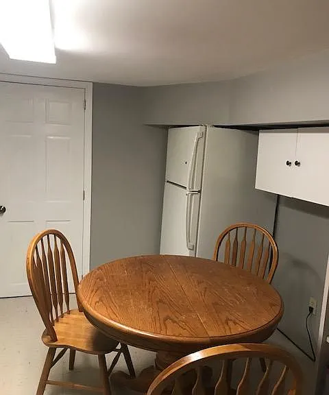 Dining table in basement