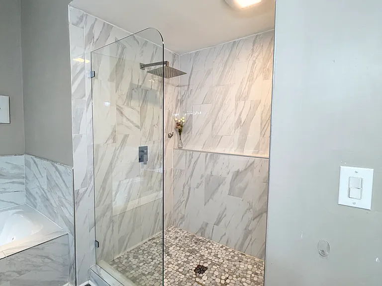 Standing shower master bathroom