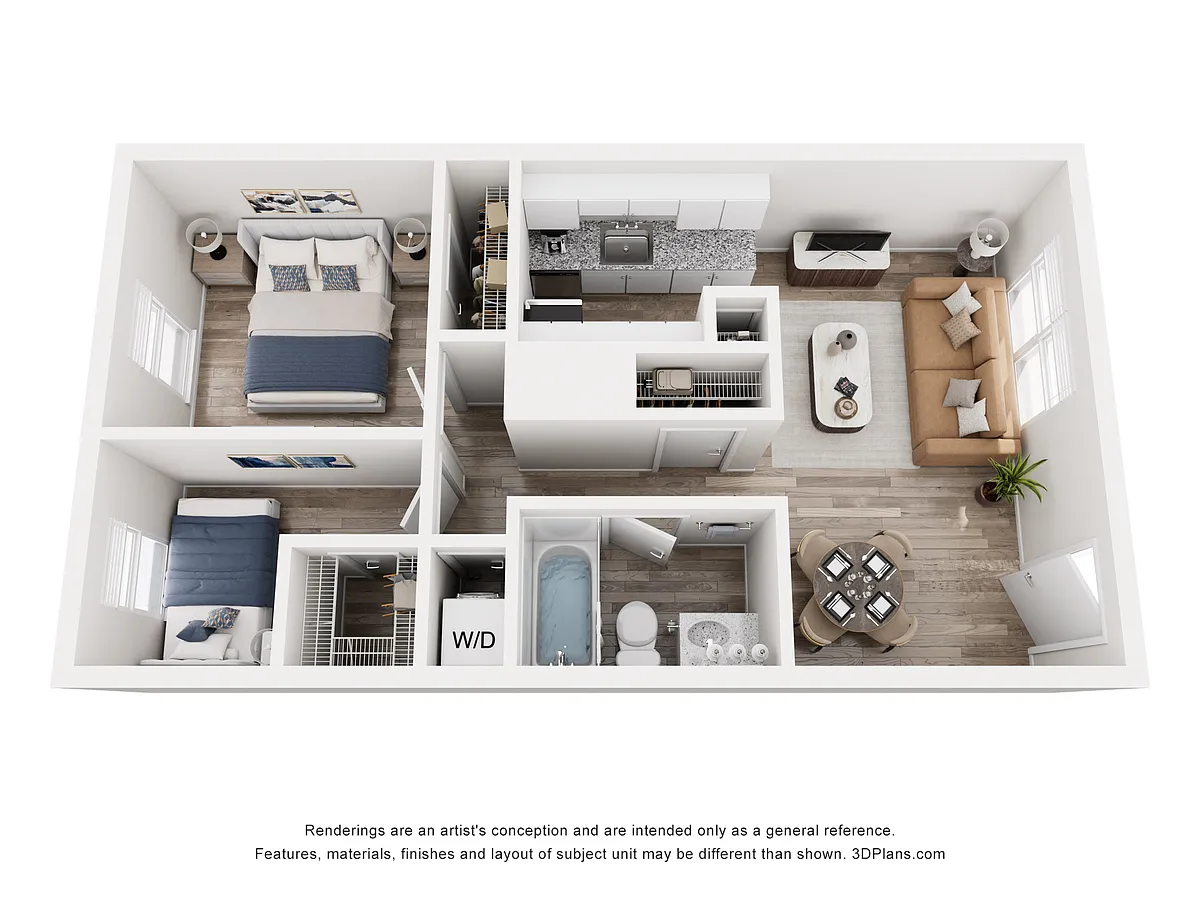 Floor plan Alma Cherrywood - B1 - 2 Bed | 1 Bath