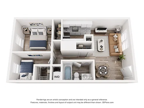 Floor plan Alma Cherrywood - B1 - 2 Bed | 1 Bath
