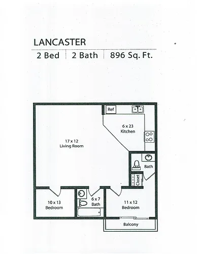 Floor plan D - 2X2 Lancaster