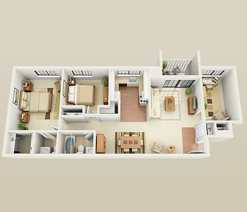 Floor plan 2 Bedroom, 1 1/2 Bath