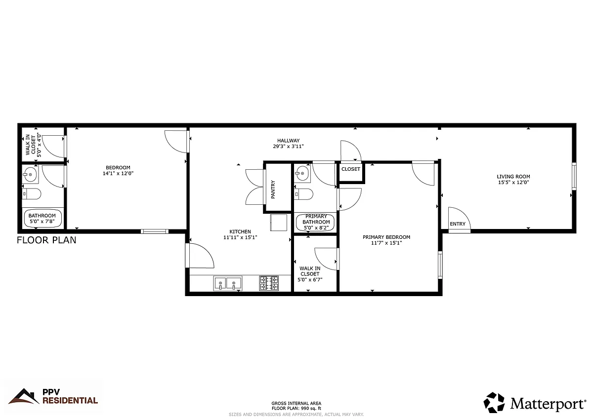 Floor plan 2 Bedrooms, 2 Bathrooms
