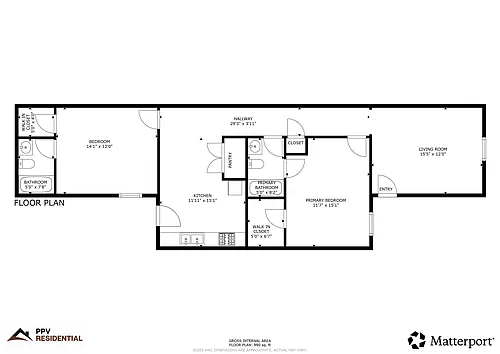 Floor plan 2 Bedrooms, 2 Bathrooms