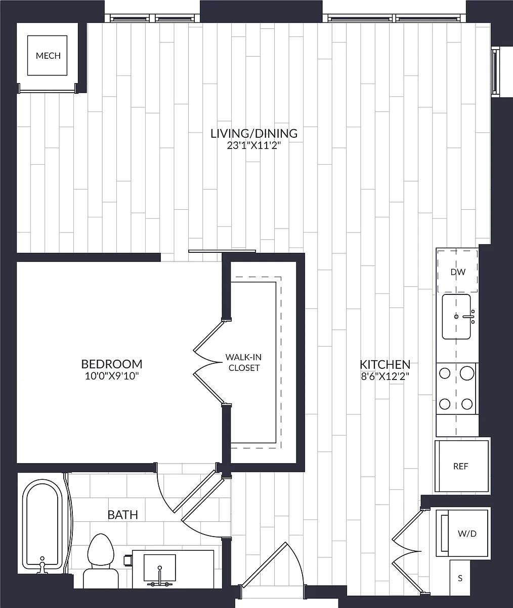 Floor plan 1 Bed/1 Bath-A1-15B