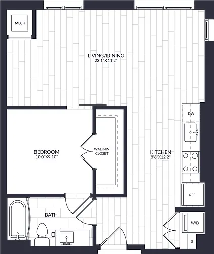 Floor plan 1 Bed/1 Bath-A1-15B
