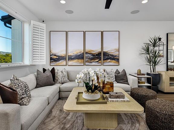 A photo of the Great Room in the Plan 6 model home at Magnolia.