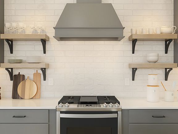 Open shelving in kitchen
